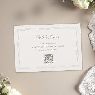 Ecru Formal Romance Modern Classic Triple Wedding RSVP Card