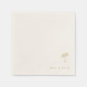 Ecru Gold Palm Tree Personalised Names Napkin