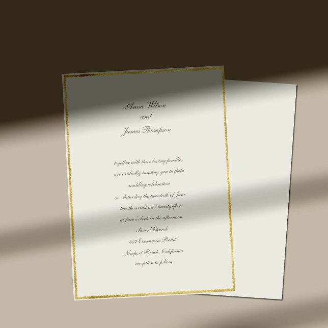 Ecru Gold Simple Elegant Traditional Wedding  Invitation (Creator Uploaded)