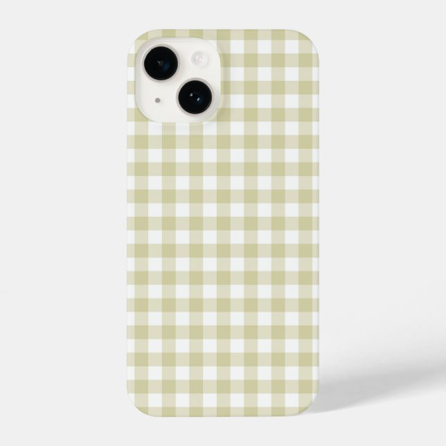 Ecru Green Gingham iPhone Case (Back)