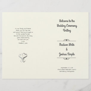 Ecru Hearts Folded Wedding Program Template