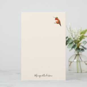 Ecru Hummingbird Stationery Paper