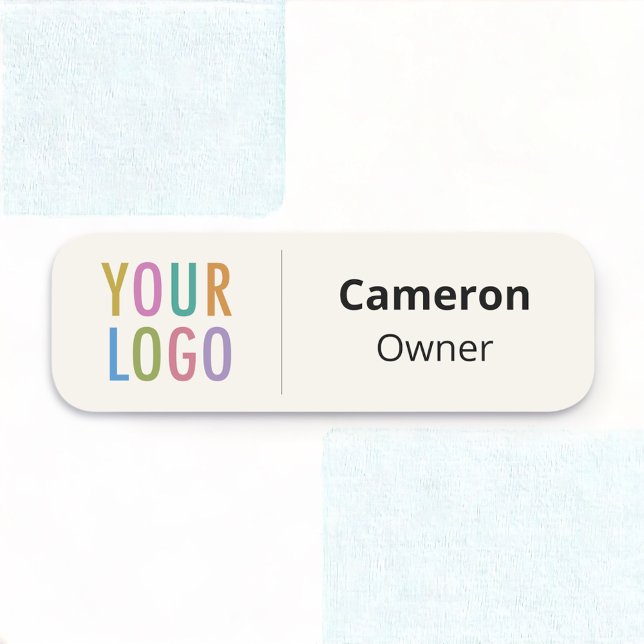Ecru Lightweight Name Tag Badge with Logo Magnetic (MISOOK Ecru Lightweight Name Tag Magnetic)