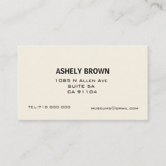 Ecru Minimalist Calling Business Card