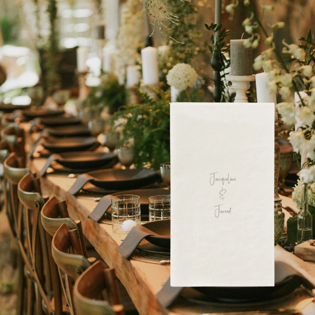 Ecru Modern Script Timeless Wedding Reception Napkin (Creator Uploaded)