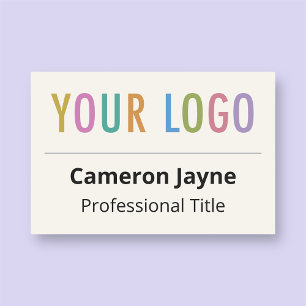 Ecru Name Tag Pin Company Logo Professional Badge
