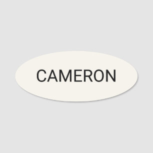 Ecru Oval Name Tag Badge Pin or Magnetic 3 inch
