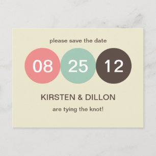Ecru pastel dot wedding announcement save the date postcard
