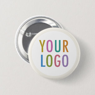Ecru Pin Back Button with Logo Round Custom Badge