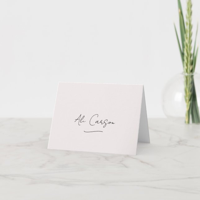 Ecru Script Name Folded Thank You Card (Front)