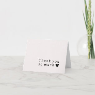 Ecru Wedding Thank You Typography Heart Card