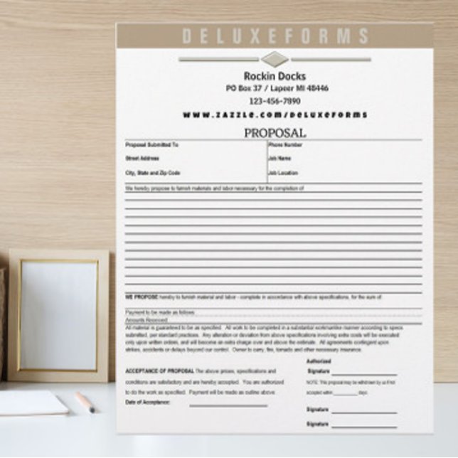 Ecru White Diamond Line Proposal Form Custom Letterhead (Creator Uploaded)