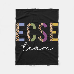 Ecse Team Leopard Back To School Cute Teachers Wom Fleece Blanket