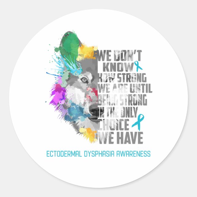 Ectodermal Dysphasia Awareness Ribbon Support Gift Classic Round Sticker (Front)