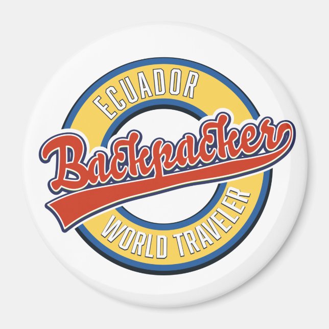 Ecuador backpacker world traveller logo magnet (Front)