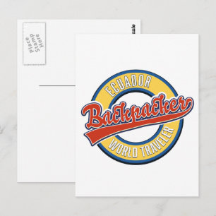 Ecuador backpacker world traveller logo postcard