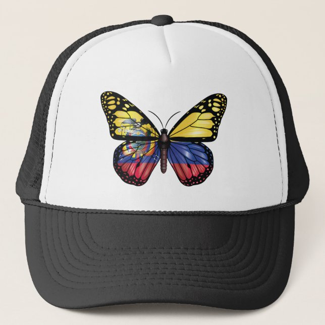 Ecuador Butterfly Monarque Flag Trucker Hat (Front)