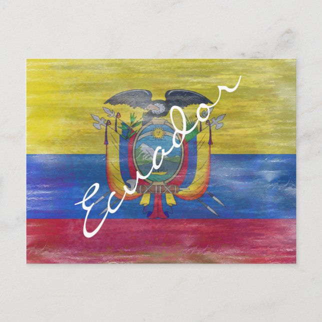 Ecuador distressed flag postcard (Front)