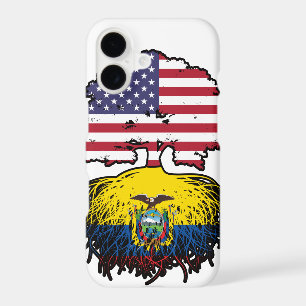 Ecuador Ecuadorian American USA Tree Roots Flag