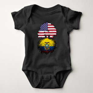Ecuador Ecuadorian American USA Tree Roots Flag Baby Bodysuit