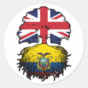 Ecuador Ecuadorian British UK Tree Roots Flag Classic Round Sticker
