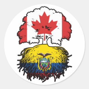 Ecuador Ecuadorian Canadian Canada Tree Roots Flag Classic Round Sticker