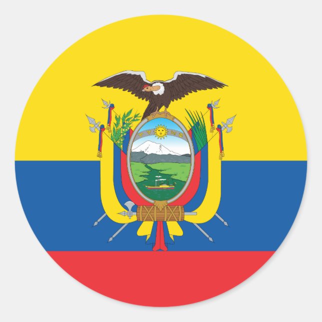 Ecuador (Ecuadorian) Flag Classic Round Sticker (Front)