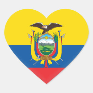 Ecuador (Ecuadorian) Flag Heart Sticker