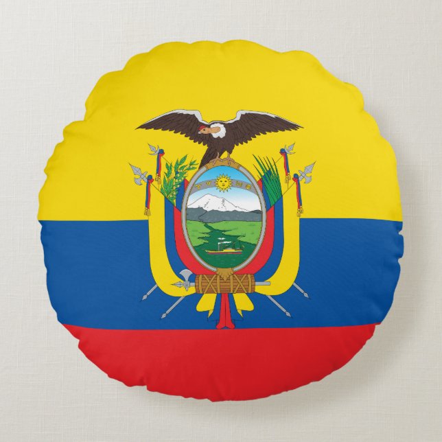 Ecuador (Ecuadorian) Flag Round Cushion (Front)