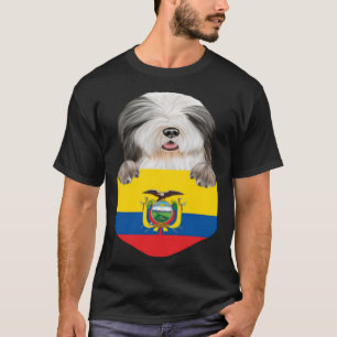Ecuador Flag Bearded Collie Dog In Pocket T-Shirt