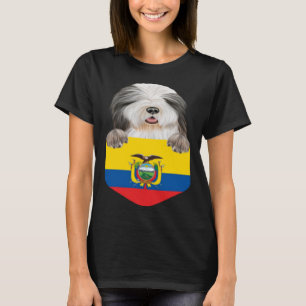 Ecuador Flag Bearded Collie Dog In Pocket T-Shirt