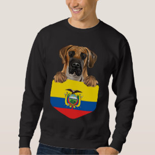 Ecuador Flag Brown Great Dane Dog In Pocket Sweatshirt