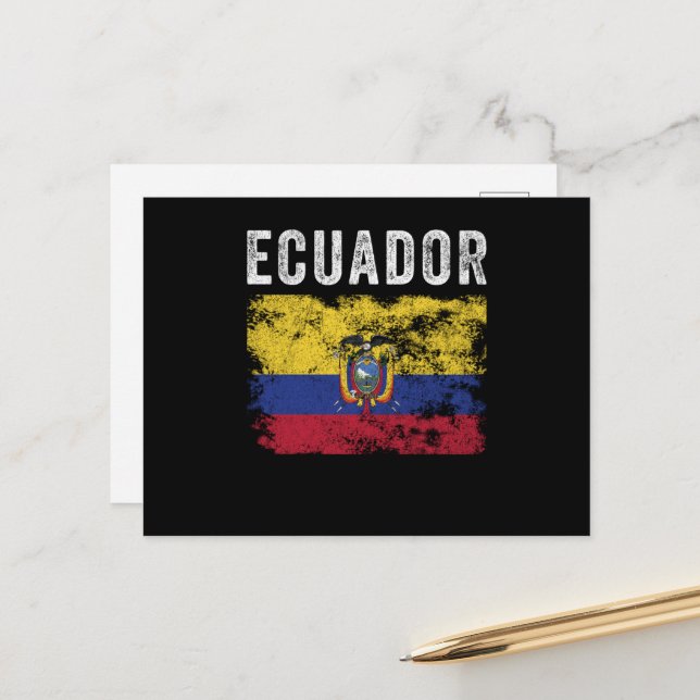 Ecuador Flag Distressed Ecuadorian Flag Postcard (Front/Back In Situ)