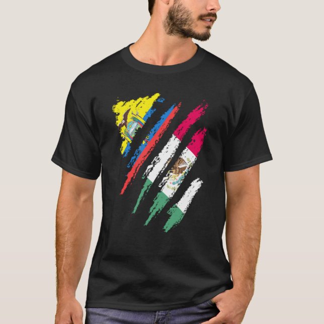 Ecuador Flag Mexico Grown Patriot Country Stripes T-Shirt (Front)