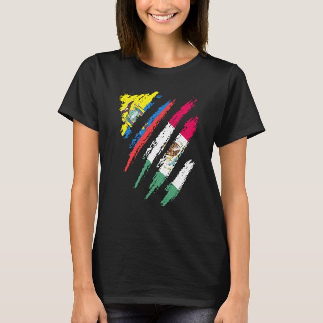 Ecuador Flag Mexico Grown Patriot Country Stripes T-Shirt (Front)