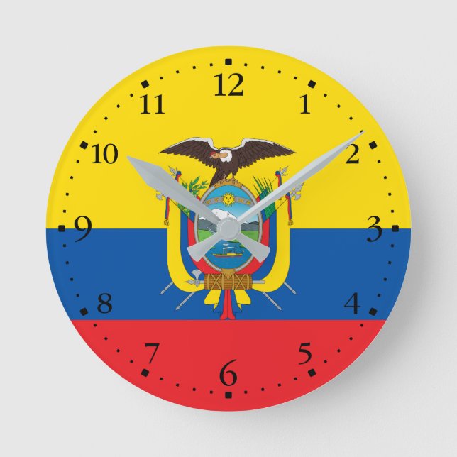 Ecuador Flag Round Clock (Front)