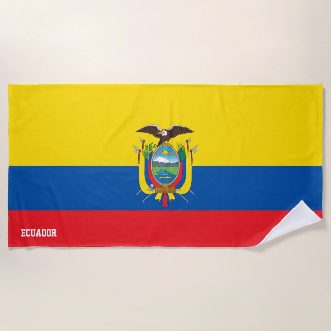 Ecuador Flag Splendid Patriotic Beach Towel (Front)