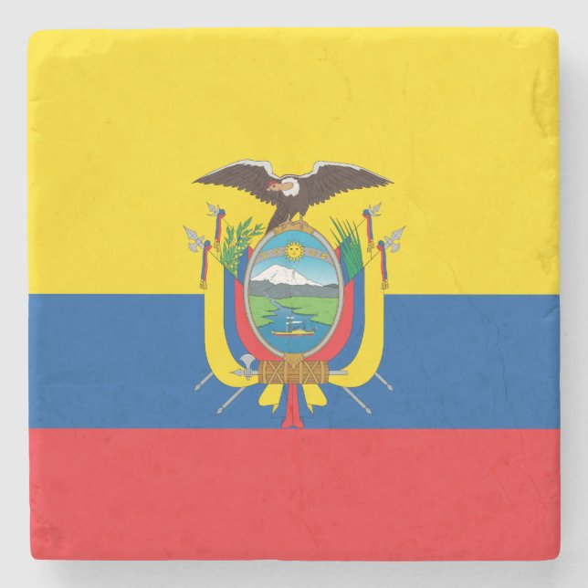 Ecuador Flag Stone Coaster (Front)