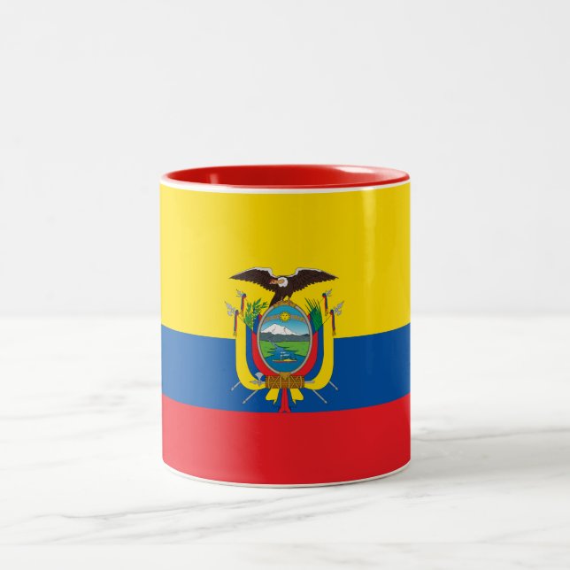 Ecuador Flag Two-Tone Coffee Mug (Center)