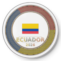 Ecuador Football Fan Flag Circular Badge World Cup