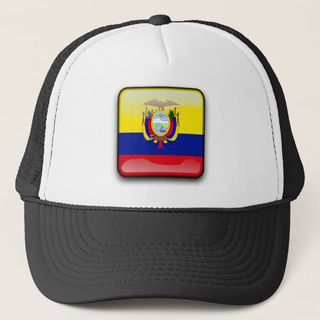 Ecuador glossy flag trucker hat (Front)