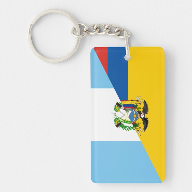 Ecuador Guatemala half flag country symbol Key Ring (Front)