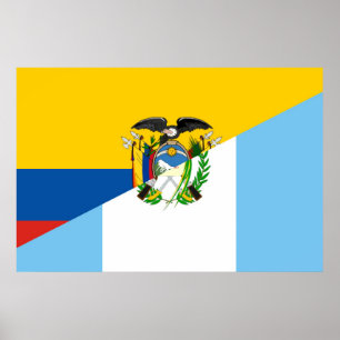 Ecuador Guatemala half flag country symbol Poster