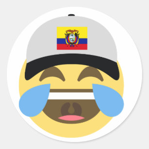 Ecuador Hat Laughing Emoji Classic Round Sticker