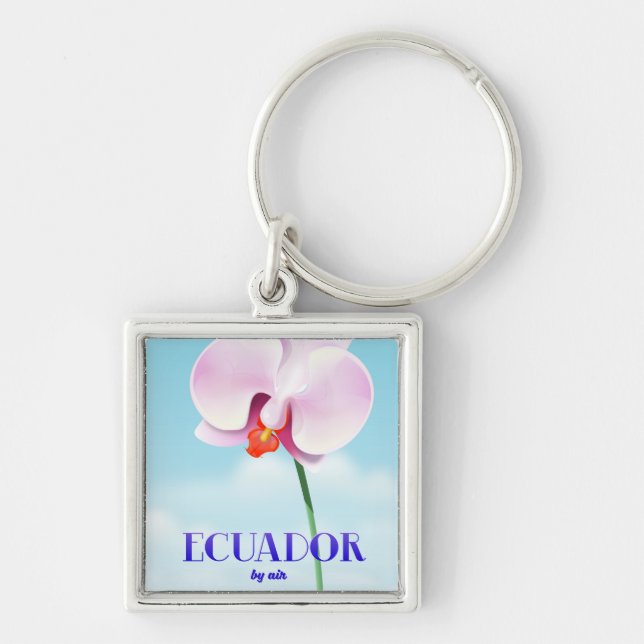 Ecuador orchid travel poster key ring (Front)