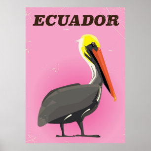 Ecuador Pelican vintage travel poster