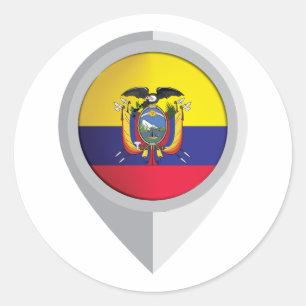 Ecuador Pin Location Flag Classic Round Sticker