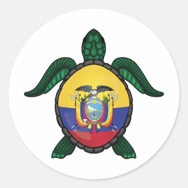 Ecuador sea turtle flag classic round sticker (Front)