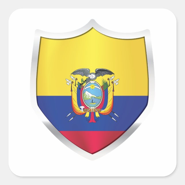 Ecuador Silver Shield Flag Square Sticker (Front)
