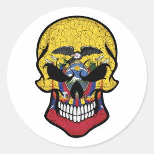 Ecuador Smiling Skull Flag Classic Round Sticker
